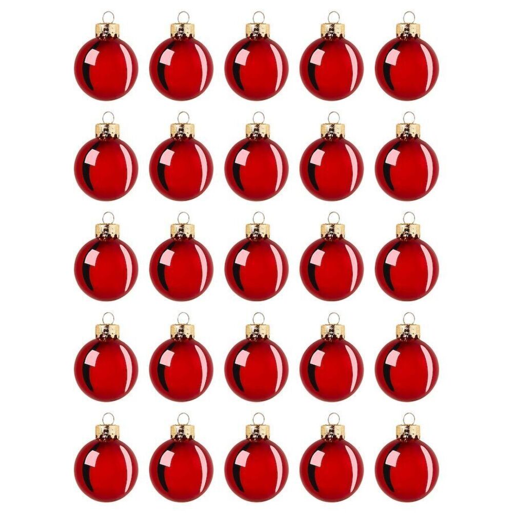 Ikea Vinterfint Ornaments Red Glass Set of 25 1 ½" New 205.534.05 Fast Shipping